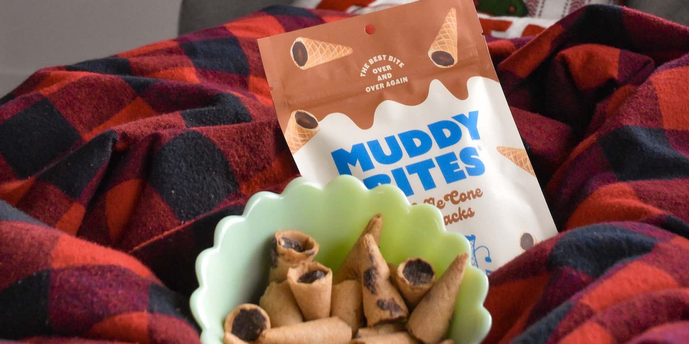 The best holiday movie snacks: Muddy Bites in festive packaging