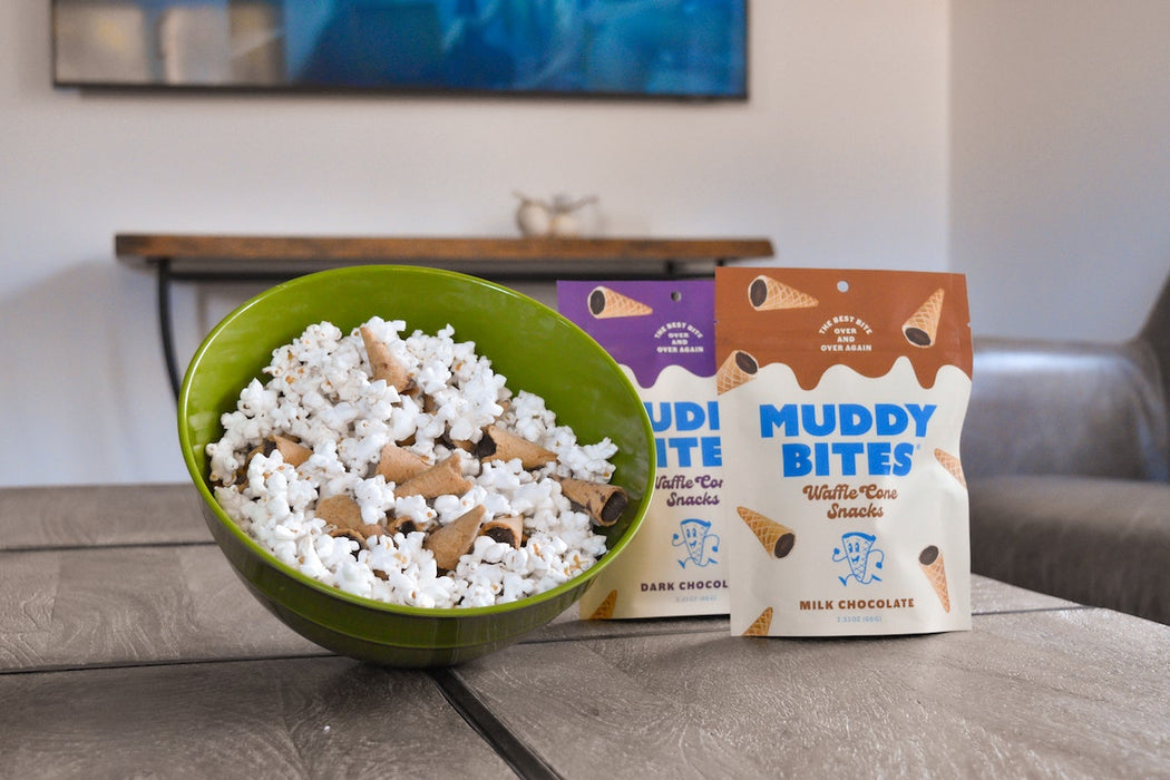 TV marathon time with Muddy Bites and popcorn treats.